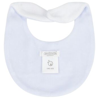 Baby Boys White & Blue Rabbit Bib