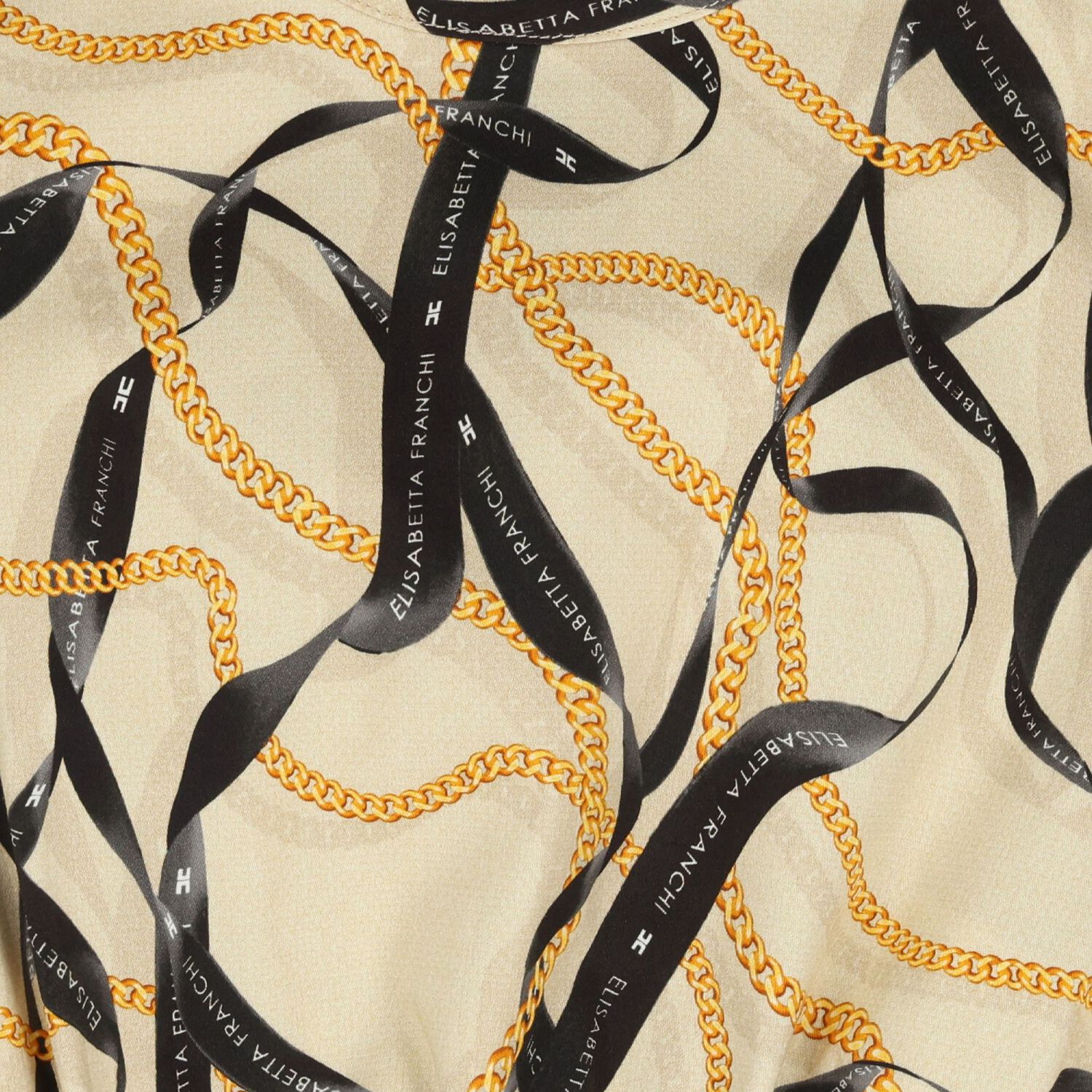 Girls Beige & Black Puffed Sleeve Top, 1, hi-res