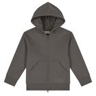 Beige Logo Hooded Zip Up Top, 4, hi-res