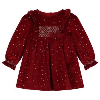 Younger Girls Red Velour Star Dress