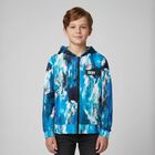 Boys Blue & White Abstract Logo Zip Up Top, 1, hi-res