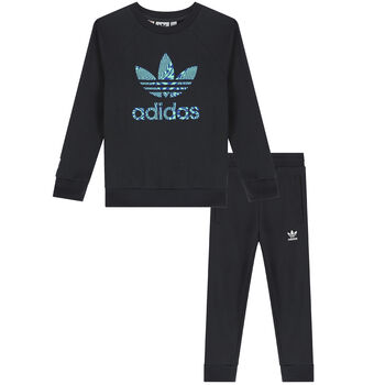 Black Trefoil Logo Tracksuit