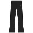 Girls Black Crystal Embellished Diamant&eacute; Logo Flared Leggings, 1, hi-res