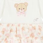 Baby Girls White Teddy Bear Dress, 1, hi-res