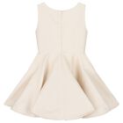 Girls Ivory Embellished Logo Dress, 2, hi-res