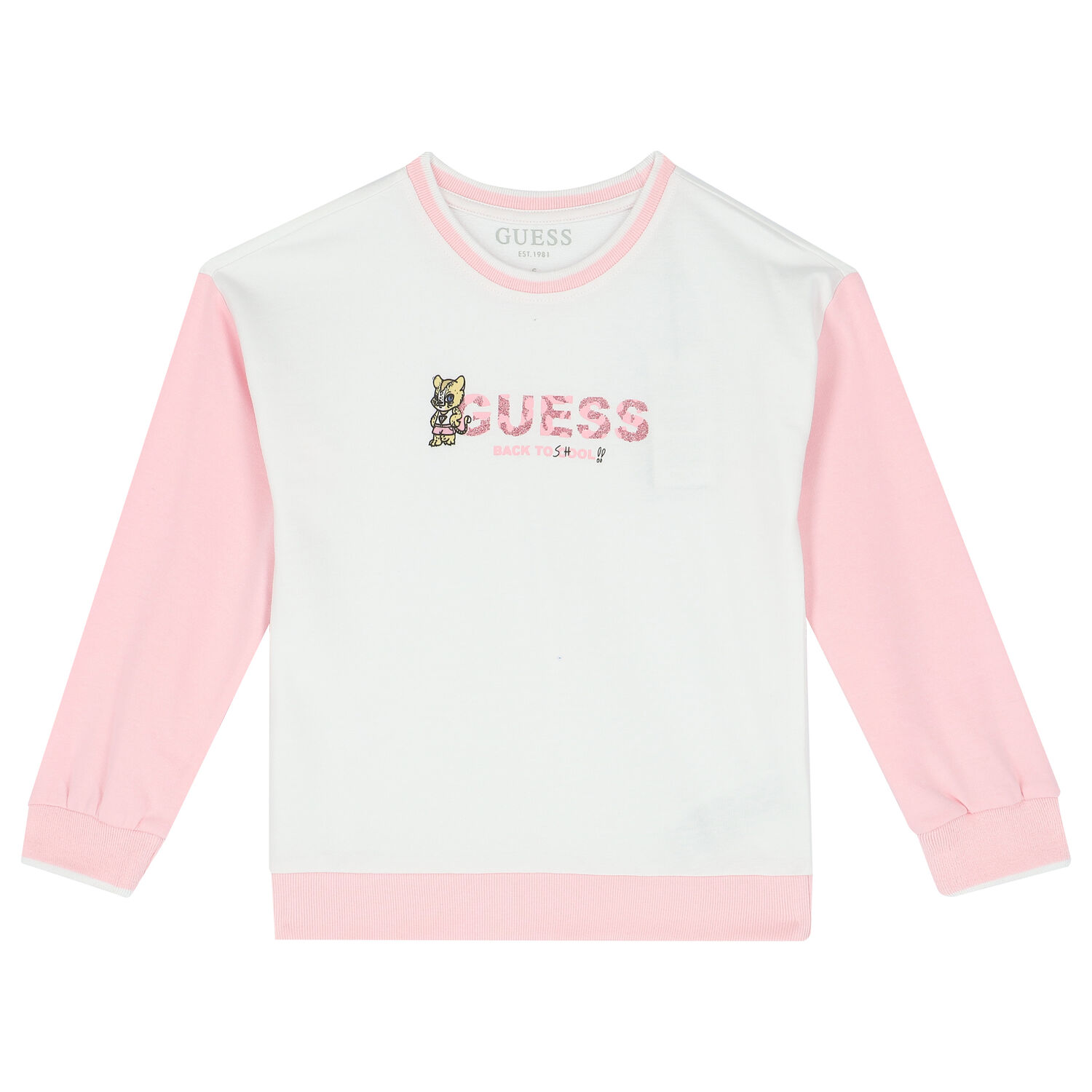 Girls White & Pink Logo Tracksuit, 1, hi-res