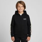 Boys Black Logo Hooded Zip Up Top, 2, hi-res