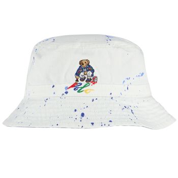 قبعة أولاد بالشعار باللون الأبيض