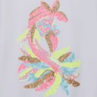 Girls White Sequin Flamingo T-Shirt , 1, hi-res