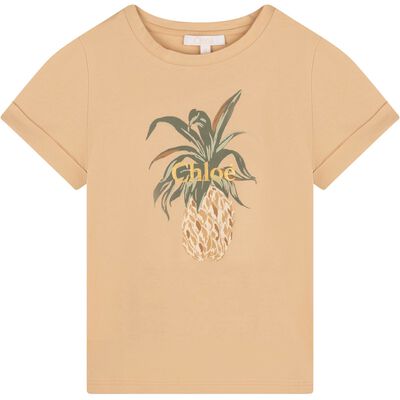 Girls Beige Pineapple T-Shirt