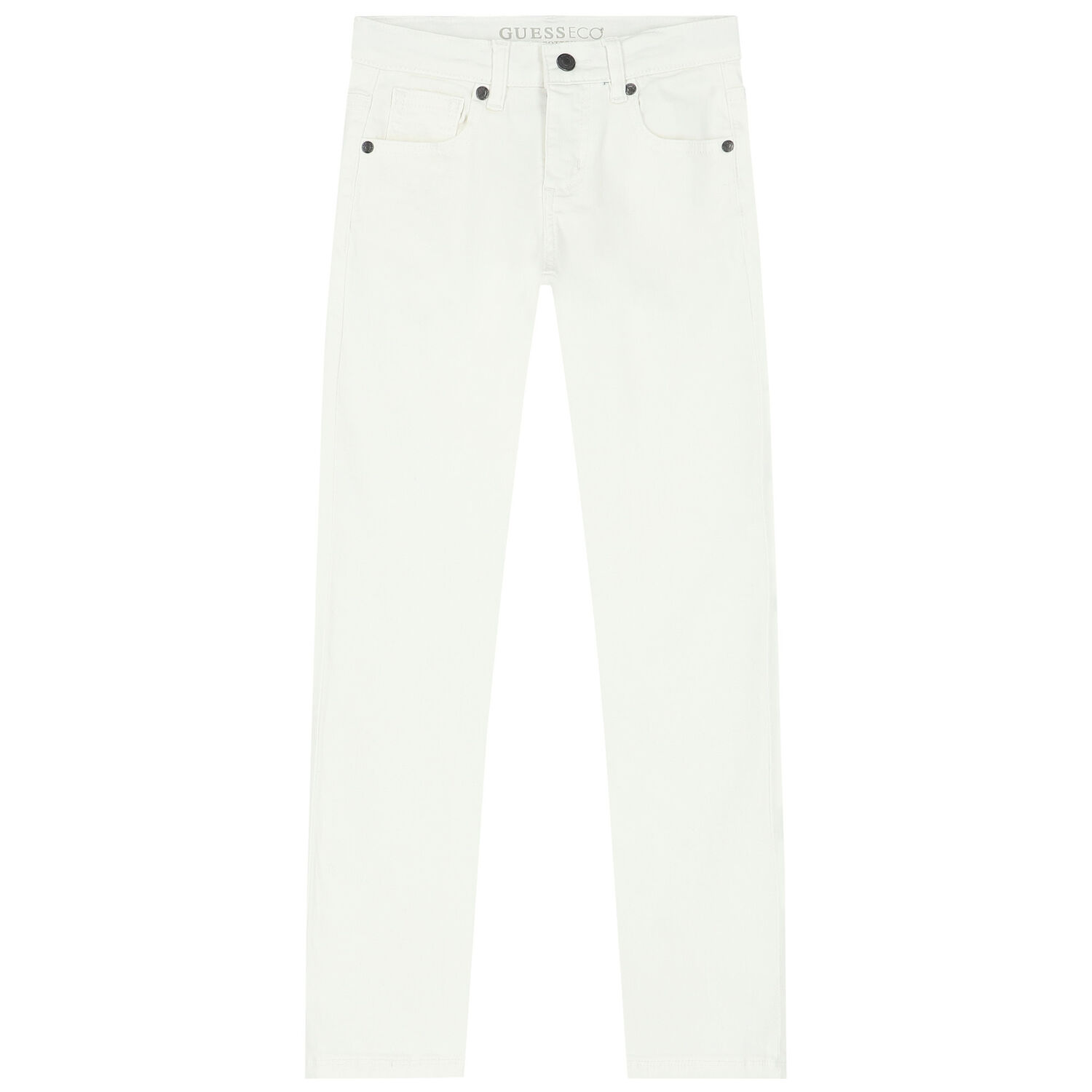 بنطلون جينز أولاد بالشعار باللون الابيض, 2, hi-res