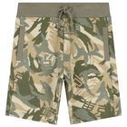 Boys Beige Logo Shorts, 1, hi-res