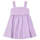 Girls Lilac Pleated Satin Dress, 2, hi-res