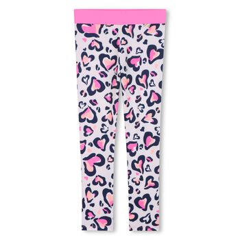Girls Pink Leopard Hearts Leggings