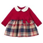 Baby Girls Red, Navy Blue & Beige Tartan Dress, 1, hi-res