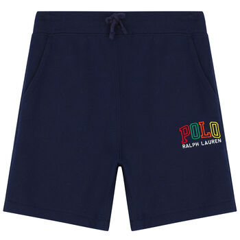 Boys Navy Blue Logo Shorts