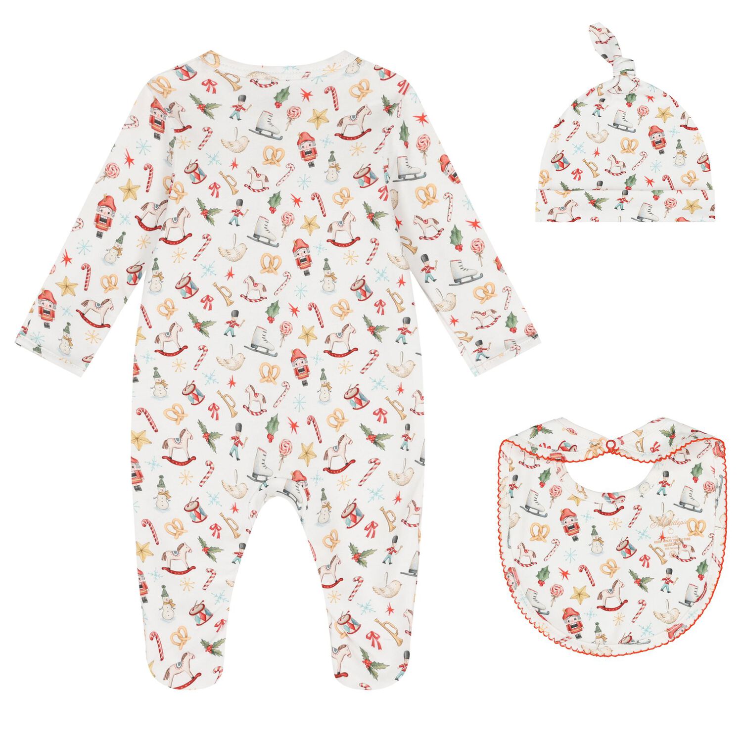 طقم أفرول هدايا بشعار احتفالي باللون الأبيض, 1, hi-res