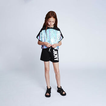 Girls Black Logo Shorts