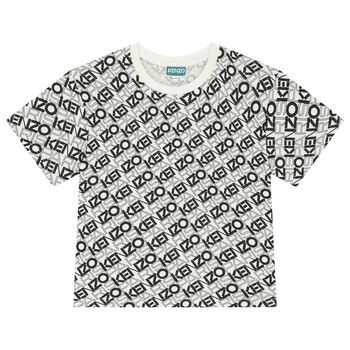 Boys Ivory & Black Logo T-Shirt