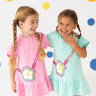 Girls Aqua Flower Bag Dress, 1, hi-res