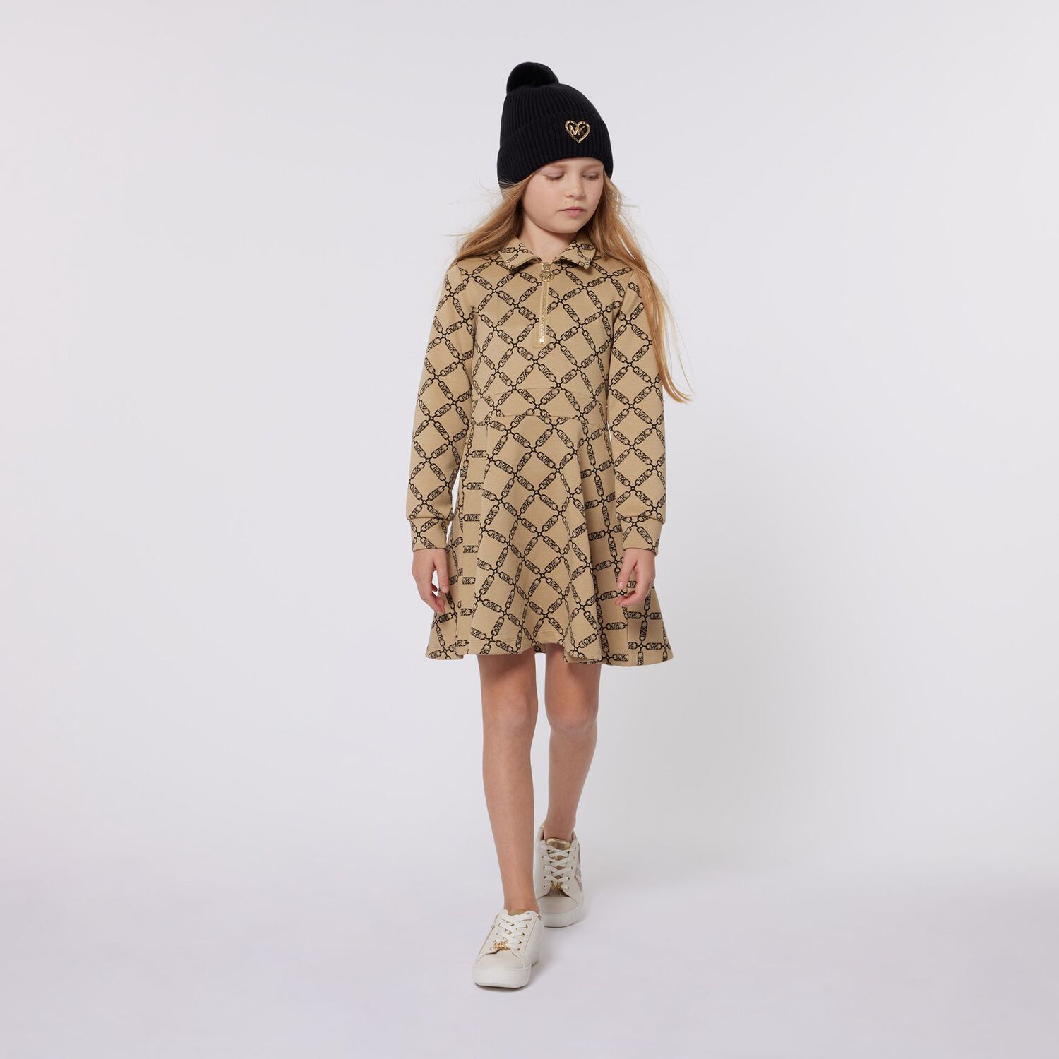 Girls Beige Logo Polo Dress, 1, hi-res image number null