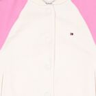 Girls Ivory & Pink Embellished Logo Bomber Jacket, 1, hi-res