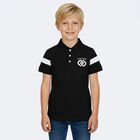 Boys Black Logo Polo Shirt, 1, hi-res