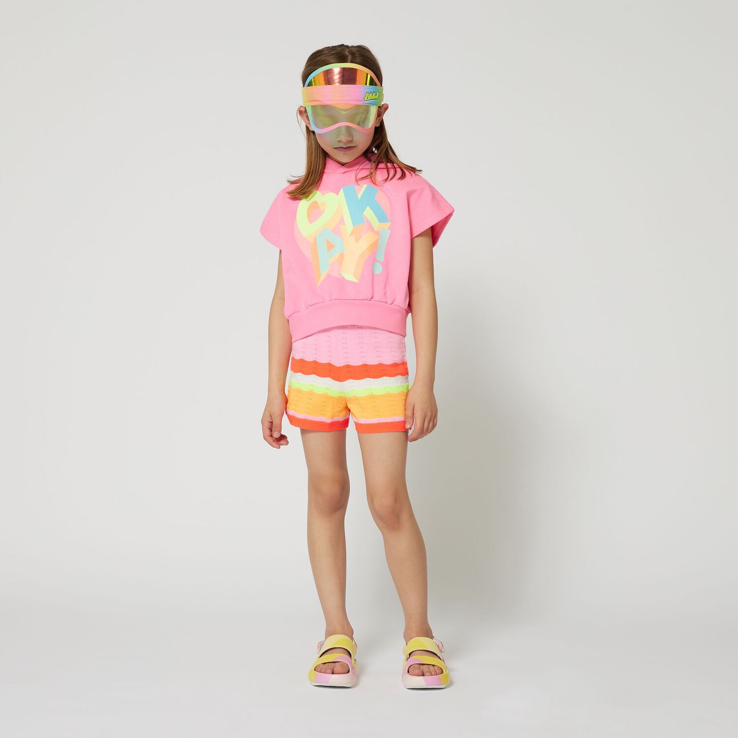 بلوزة بنات باللون الوردي بغطاء رأس , 1, hi-res image number null