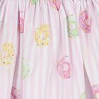 فستان بنات للشاطئ مخطط بطبعة دونات باللون الأبيض والوردى, 2, hi-res