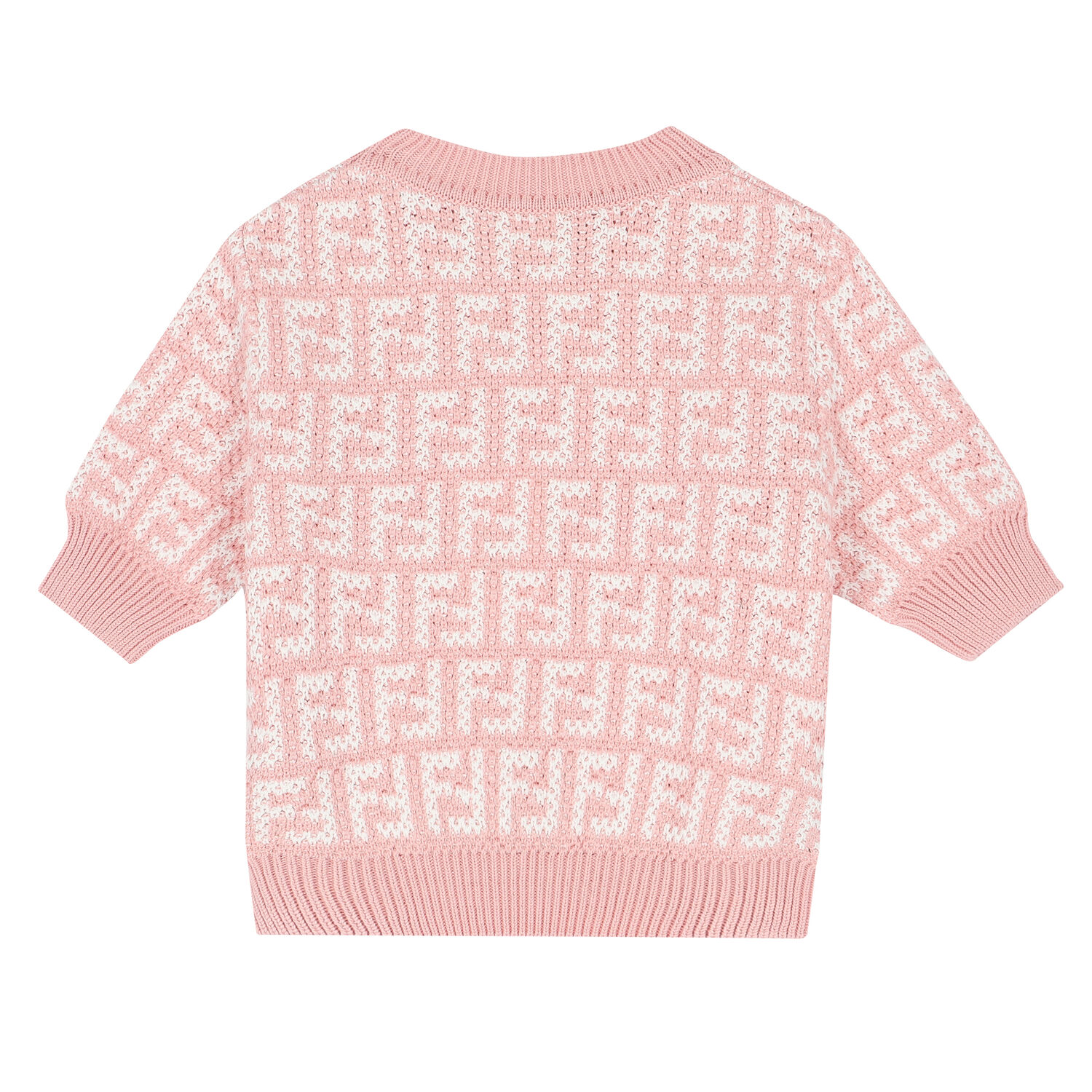 Girls Pink FF Logo Knitted Sweatshirt, 1, hi-res