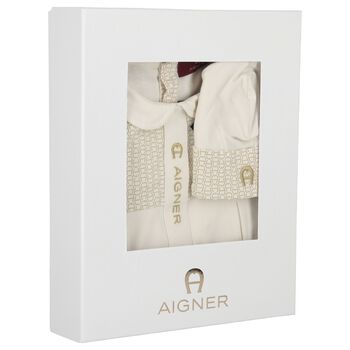 Ivory Logo Babygrow & Hat Gift Set