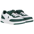 Boys White & Green Logo Trainers, 1, hi-res