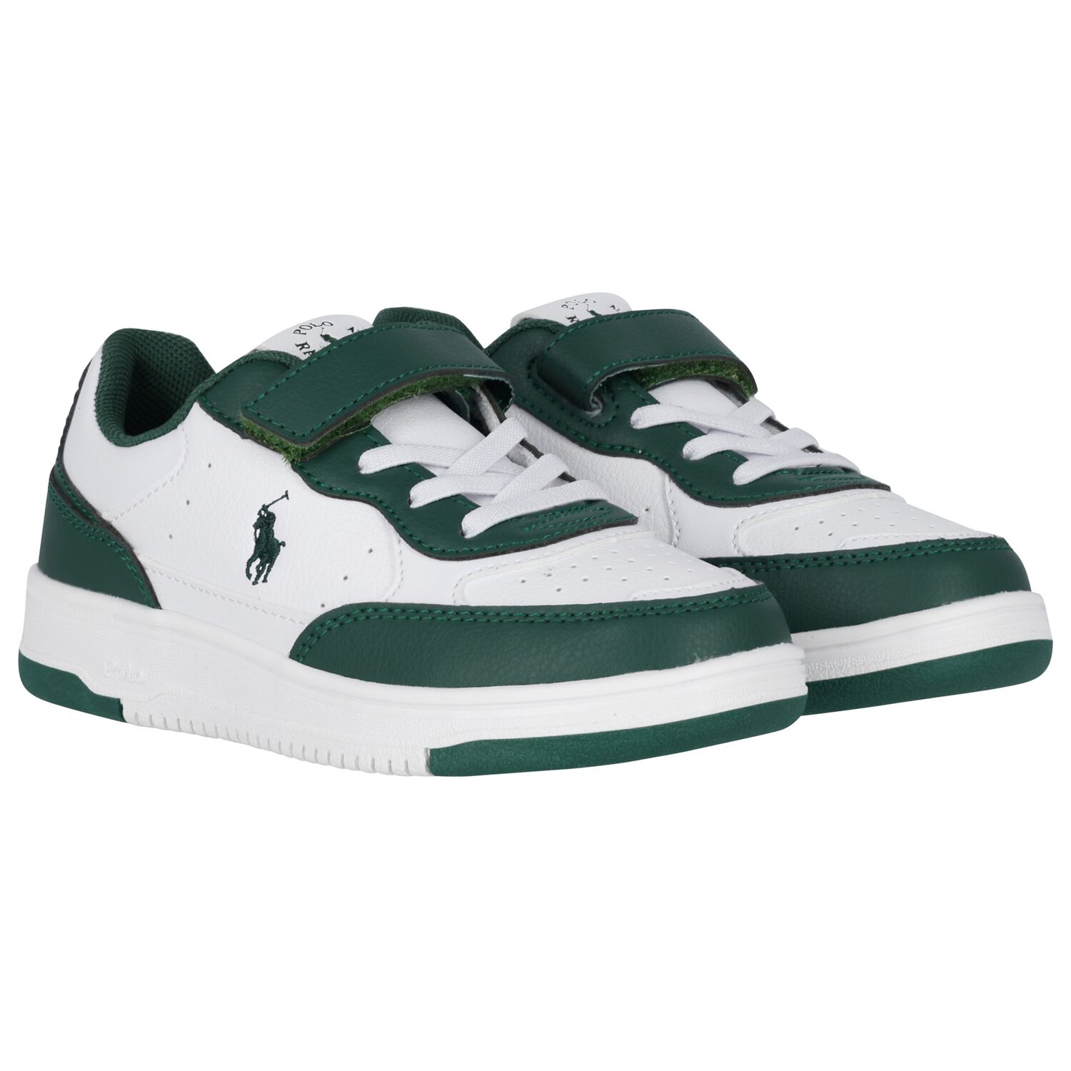 Boys White & Green Logo Trainers, 1, hi-res image number null