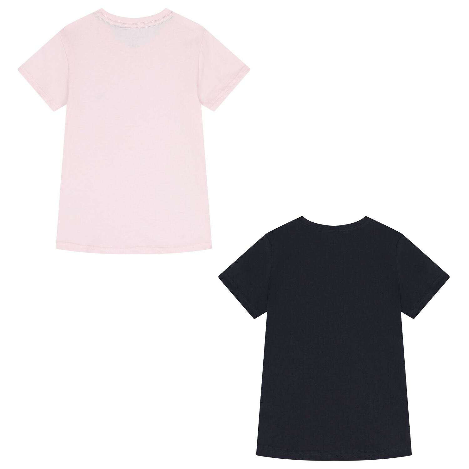 Girls Pink & Navy Blue Cotton Logo T-Shirts ( 2-Pack ), 2, hi-res