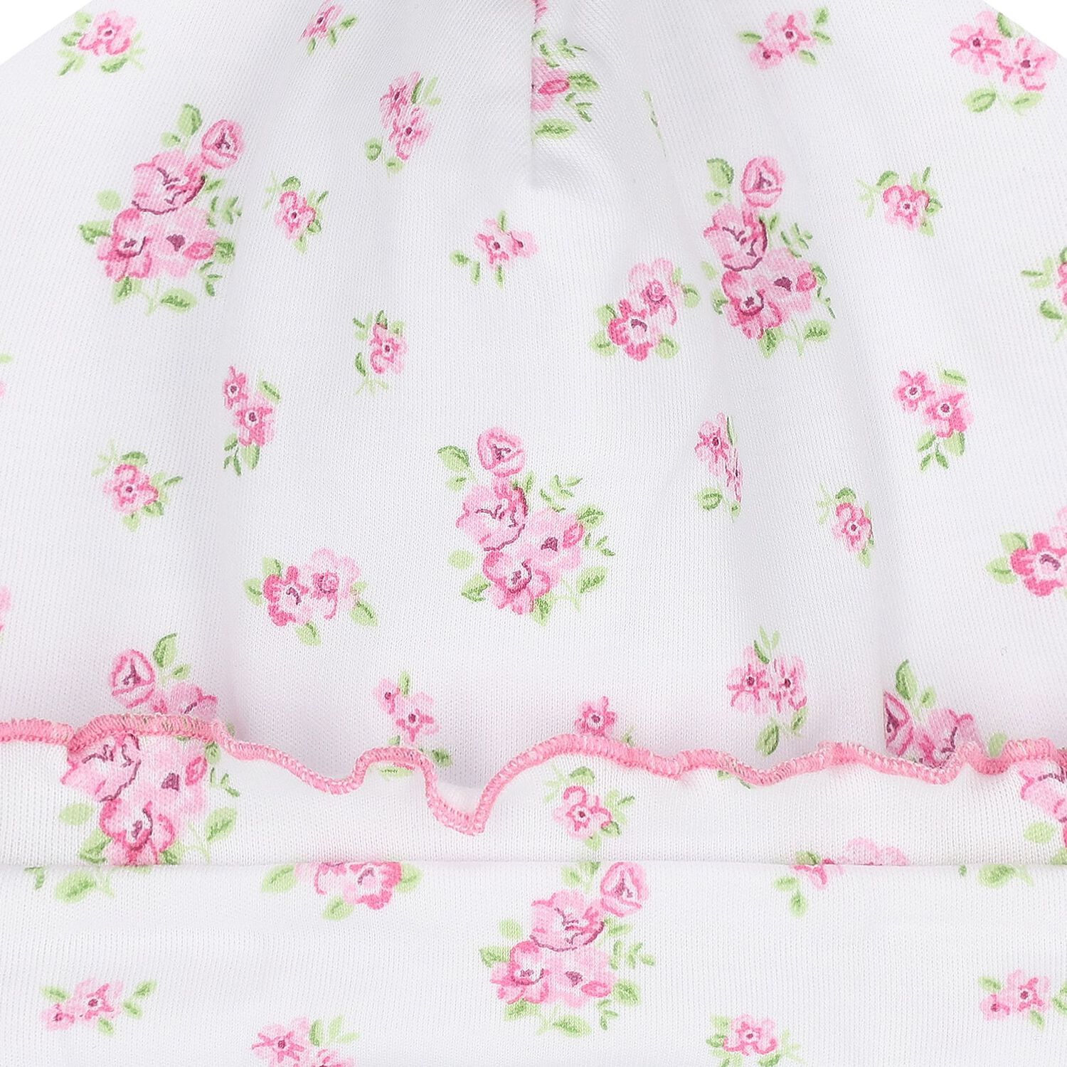 Baby Girls White & Pink Roses & Blooms Hat, 1, hi-res image number null