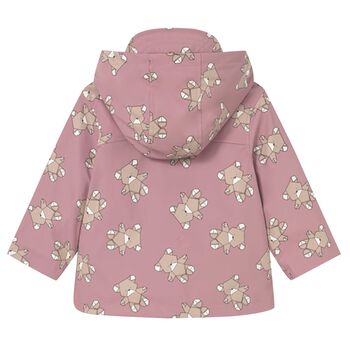 Younger Girls Pink Teddy Bear Rain Coat
