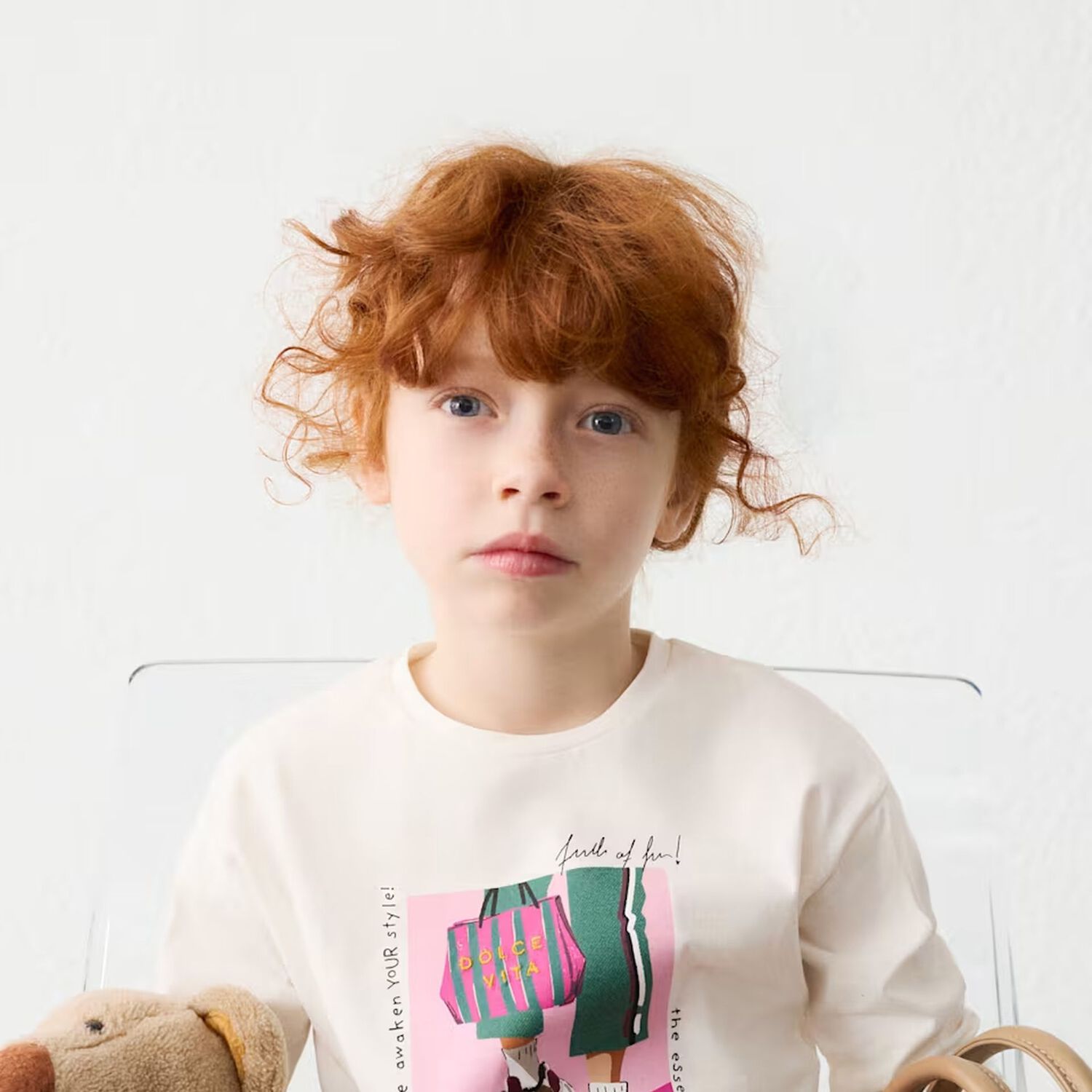 Girls Ivory Printed Long Sleeve Top, 2, hi-res