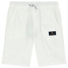Boys White Logo Chino Shorts, 1, hi-res