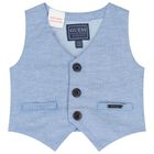 طقم شورت بشعار باللون أبيض وأزرق للأولاد , 1, hi-res