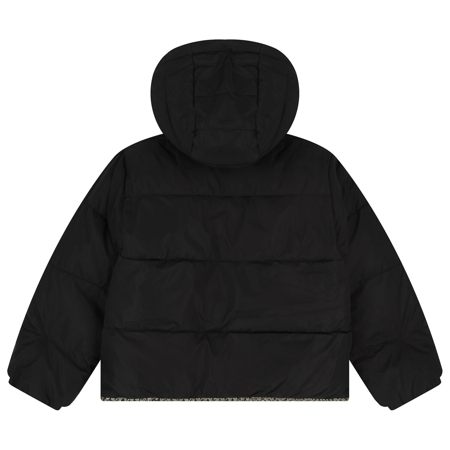 Girls Black & Silver Reversible Puffer Jacket, 1, hi-res