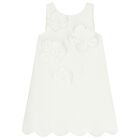 Girls White Floral Dress, 1, hi-res
