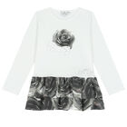 Girls White & Grey Roses Leggings Set, 1, hi-res