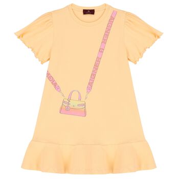 Girls Orange Logo Bag Dress