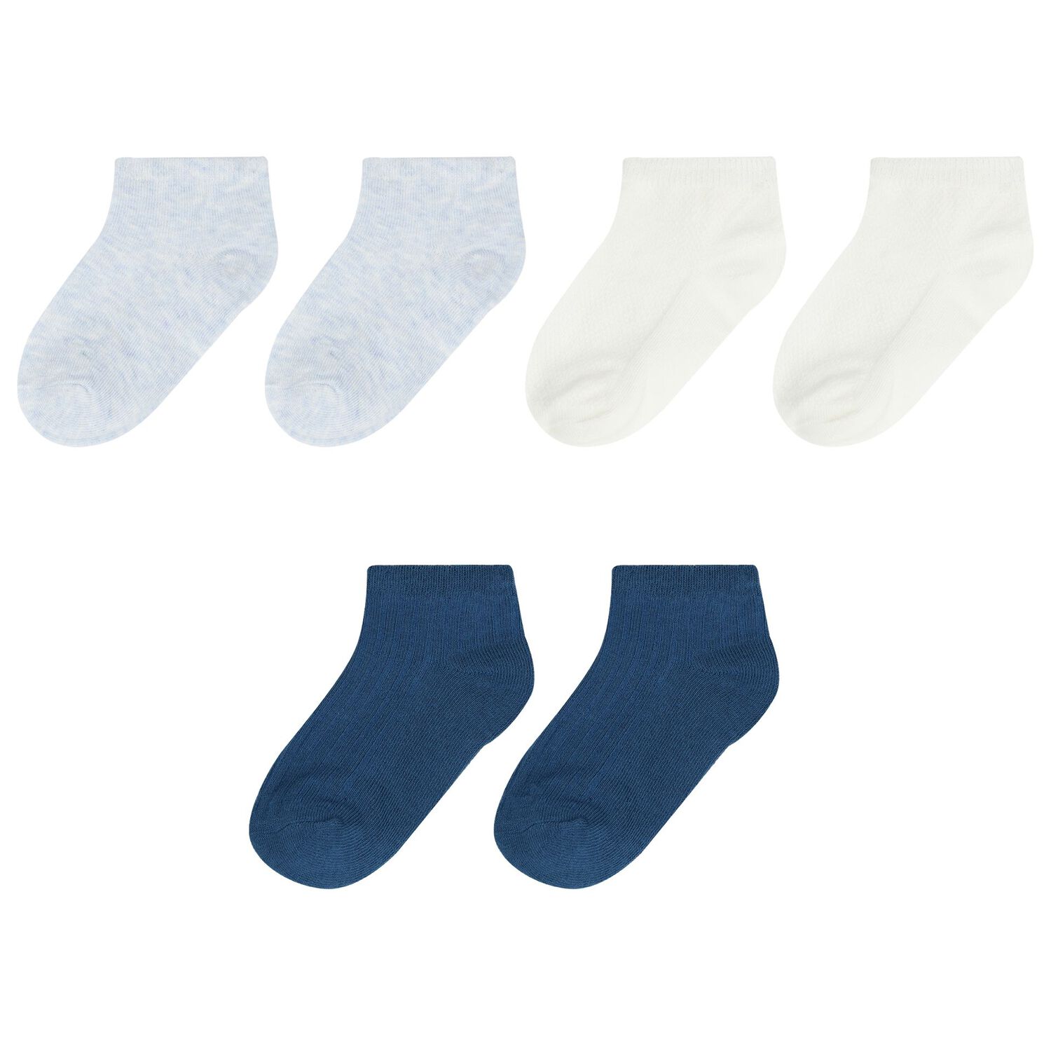 Baby Boys Blue & Ivory Socks (3 Pack), 1, hi-res image number null