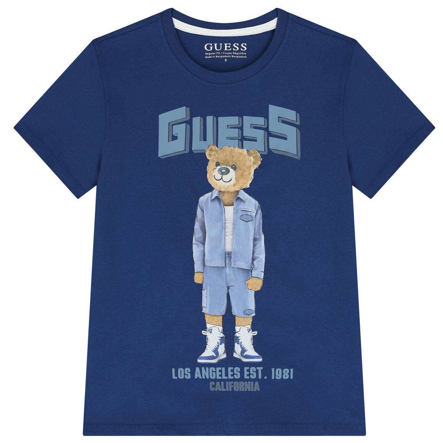 Boys Blue Teddy Bear Logo T-Shirt, 3, hi-res