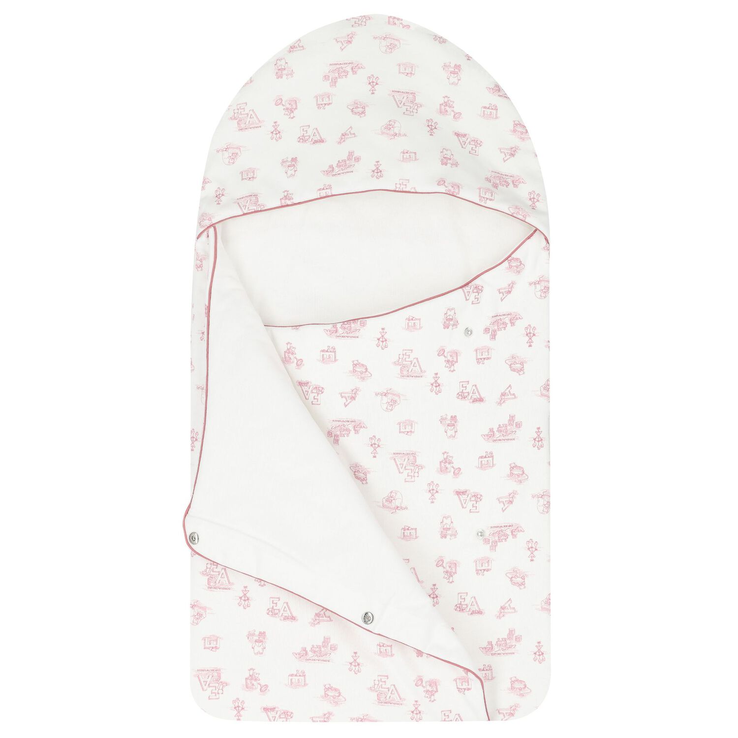 Baby Girls Ivory & Pink Logo Nest, 1, hi-res