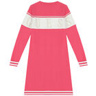Girls Pink Logo Knitted Sweatshirt Dress, 2, hi-res