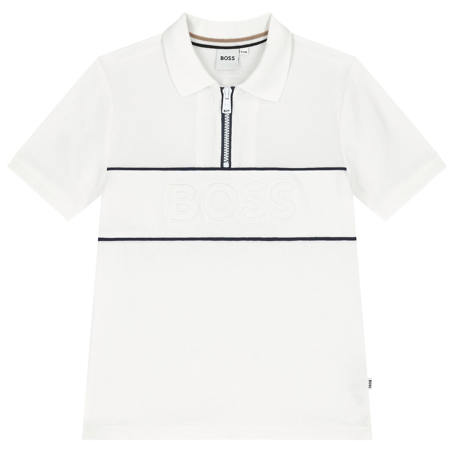 Boys White Mini-Me Logo Polo Shirt, 1, hi-res
