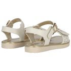 Girls Ivory & Gold Logo Sandals, 1, hi-res