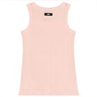 Girls Pink Logo Ribbed Top, 1, hi-res